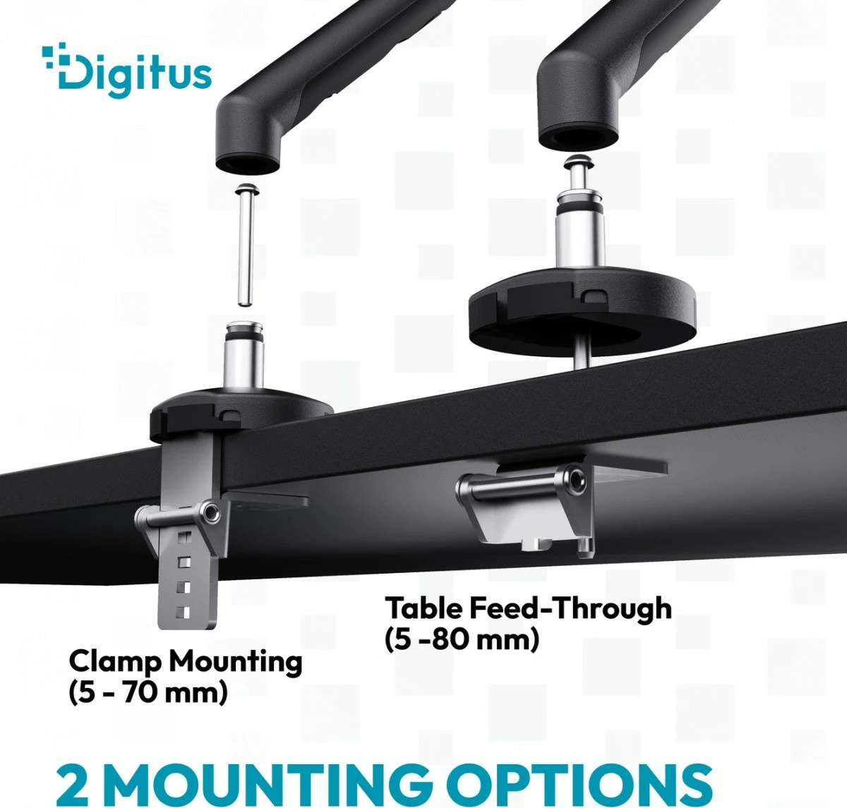 Krah monitori tavoline Digitus DA-90469, 1x LCD deri 35\", 10 kg, VESA 75x75/100x100, me kapëse, i zi