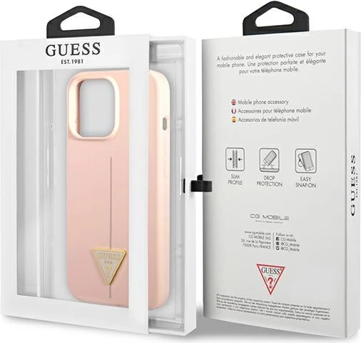 Mbështjellës Guess GUHCP13LSLTGP për iPhone 13/13 Pro 6.1", silikon, rozë