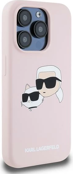 Mbështjellës Karl Lagerfeld Silicone Karl & Choupette MagSafe për iPhone 15 Pro Max, Rozë