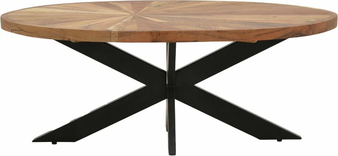 Tavolinë ovale Fardy, dru akacie masiv, ngjyrë natyrale-e zezë, 120x60x45cm