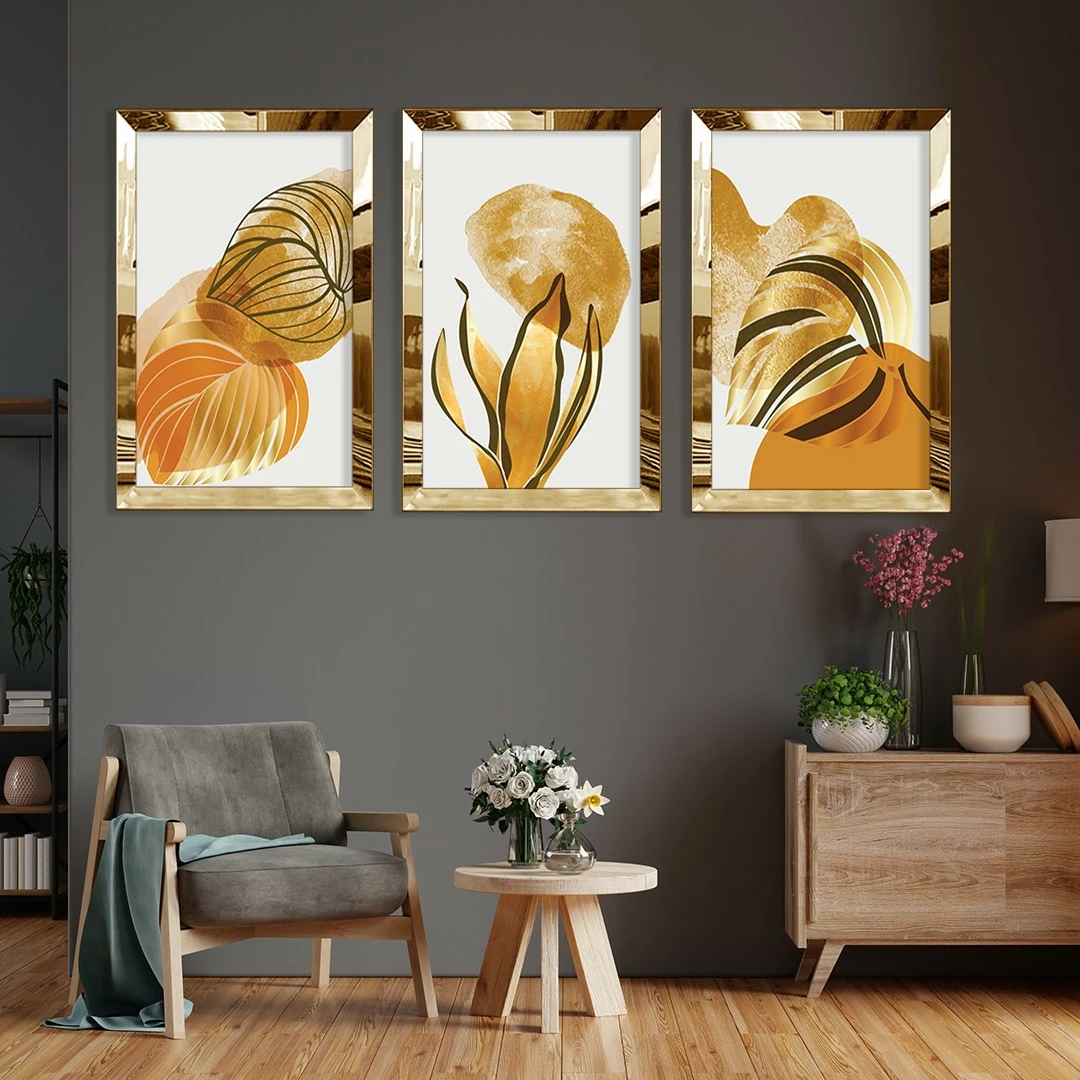 Pikturë dekorative MDF-Plexiglass (3 copë), Wallity, Huhu399, 40x60