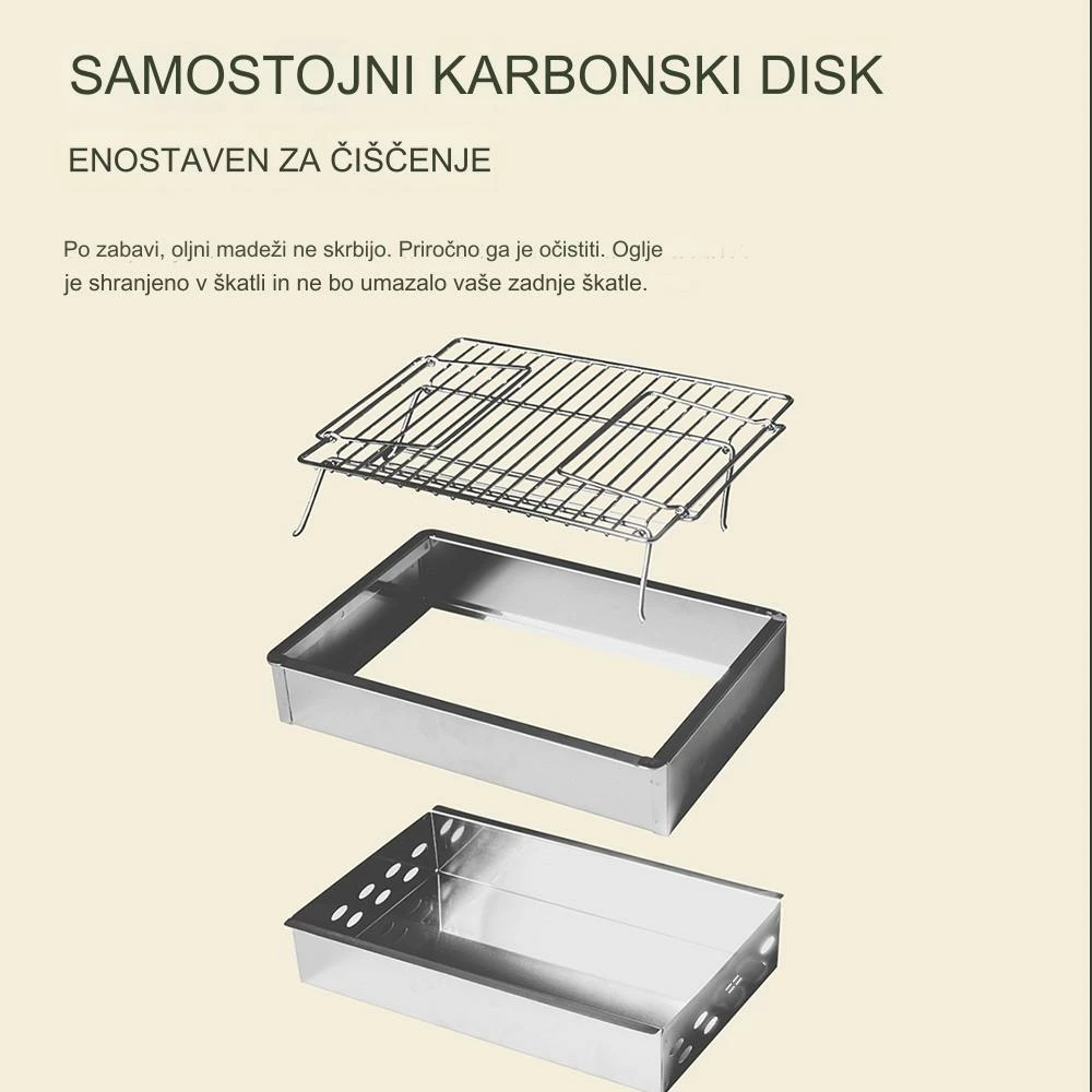 Grill BBQ portativ i palosshëm me qymyr Lydsto, inox, 30 x 22.5 x 22 cm, 1.2 kg