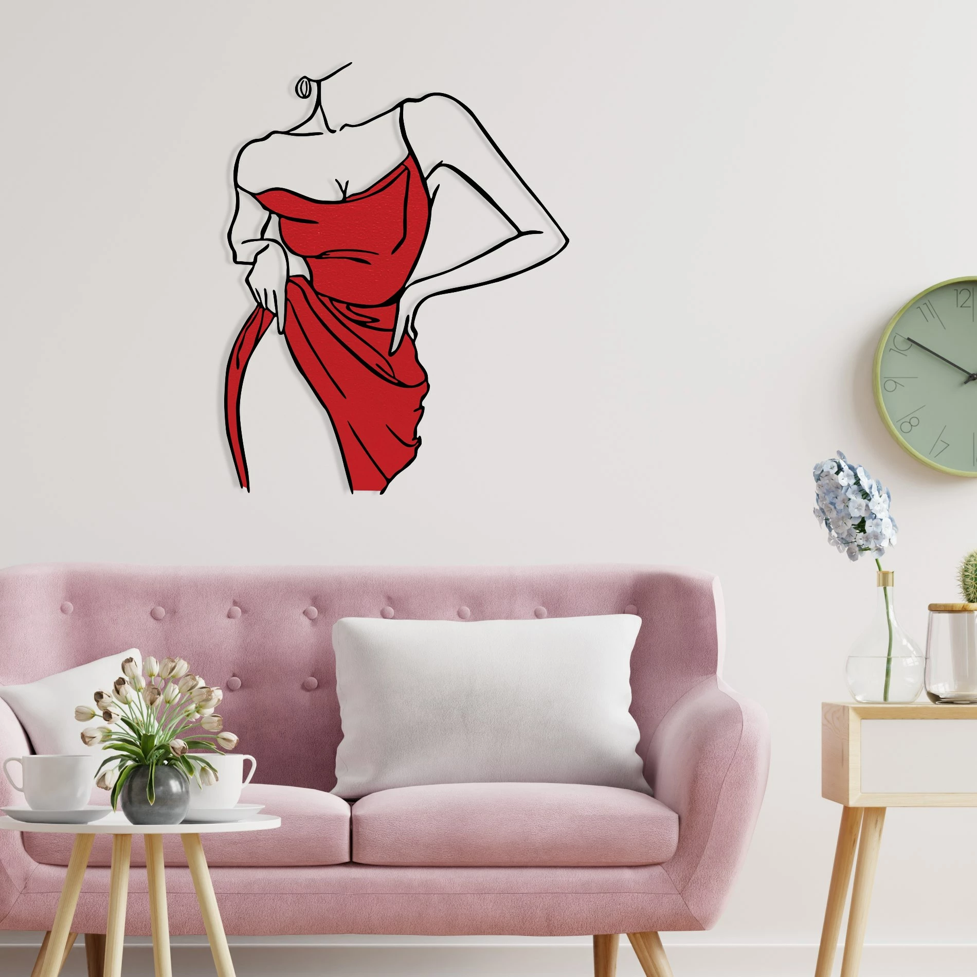 Aksesor dekorativ metalik për mur, Wallity Natalie, shumëngjyrësh, 56x70cm