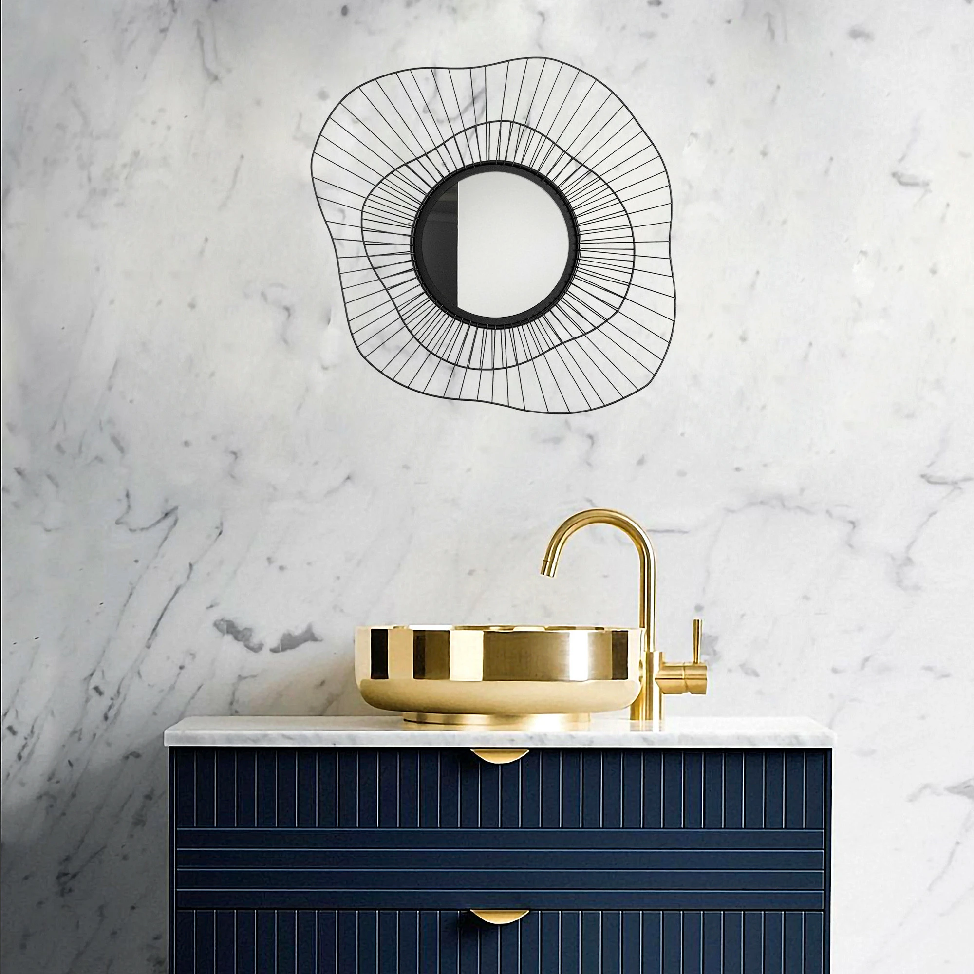 Pasqyrë dekorative Wallity, Euro Flora, WM-015, ngjyrë e zezë