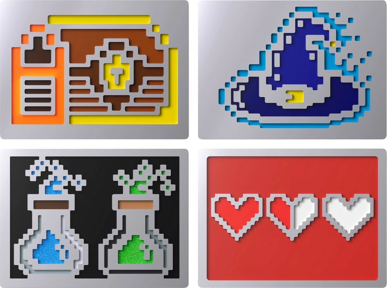 Set badge magnetik HyperX 8 Bit Series për tastierë, metal, 4 copë, mix