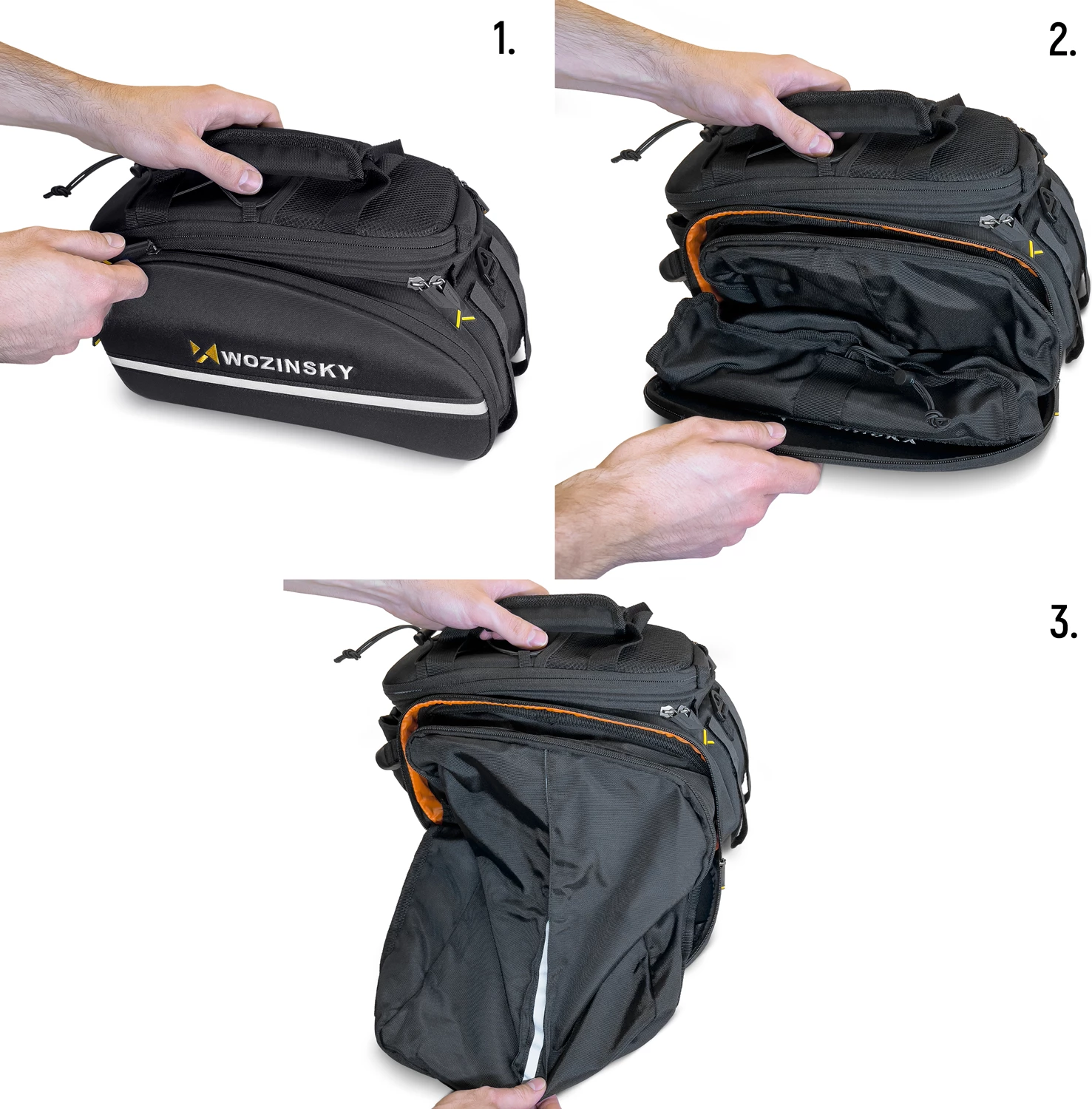 Çantë biçiklete Wozinsky WBB19BK, 35L, me mbulesë shiu, e zezë