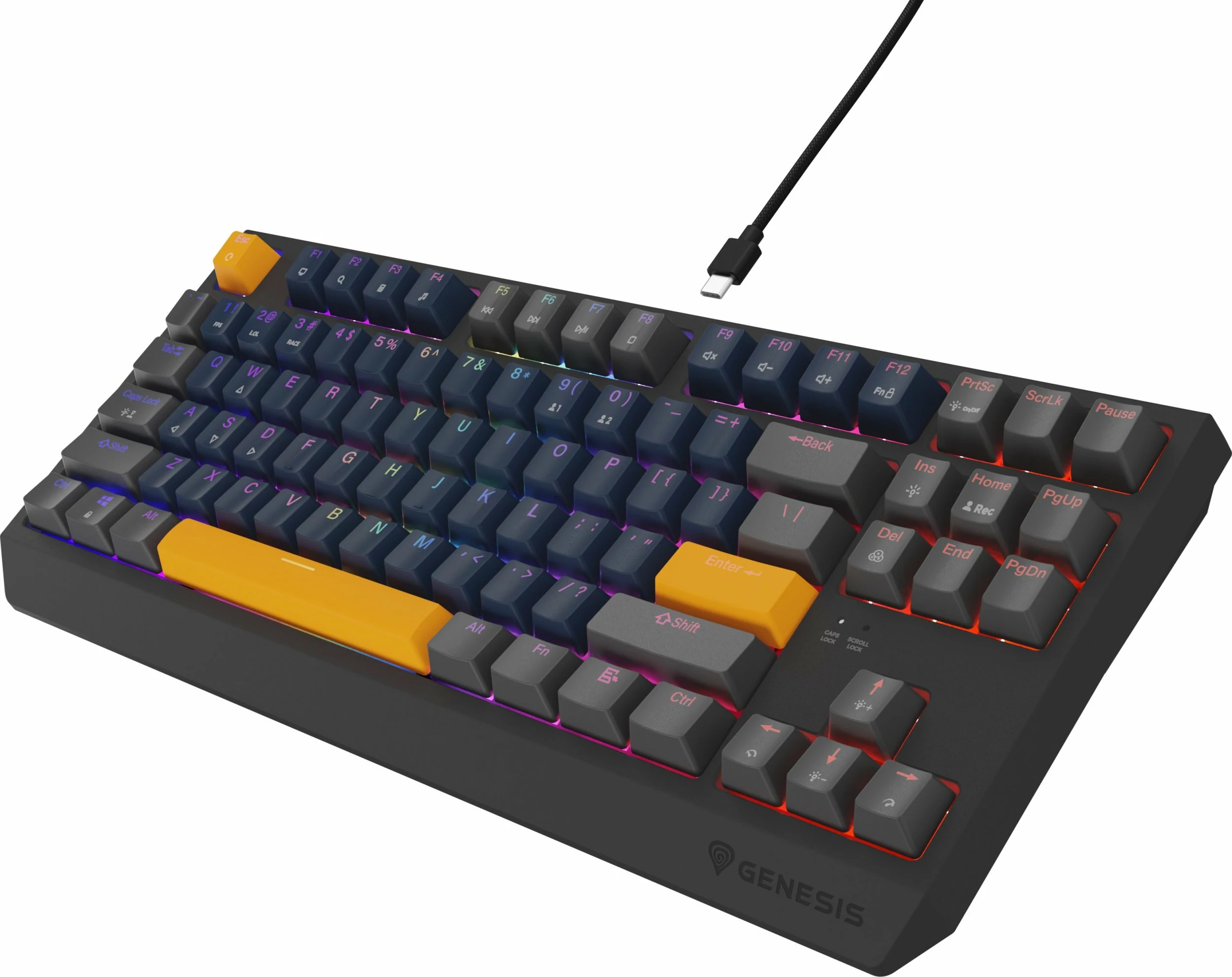 Tastierë mekanike gaming Genesis Thor 230 TKL NKG-2163, Outemu Panda, USB, RGB, layout US, Hot Swap, blu