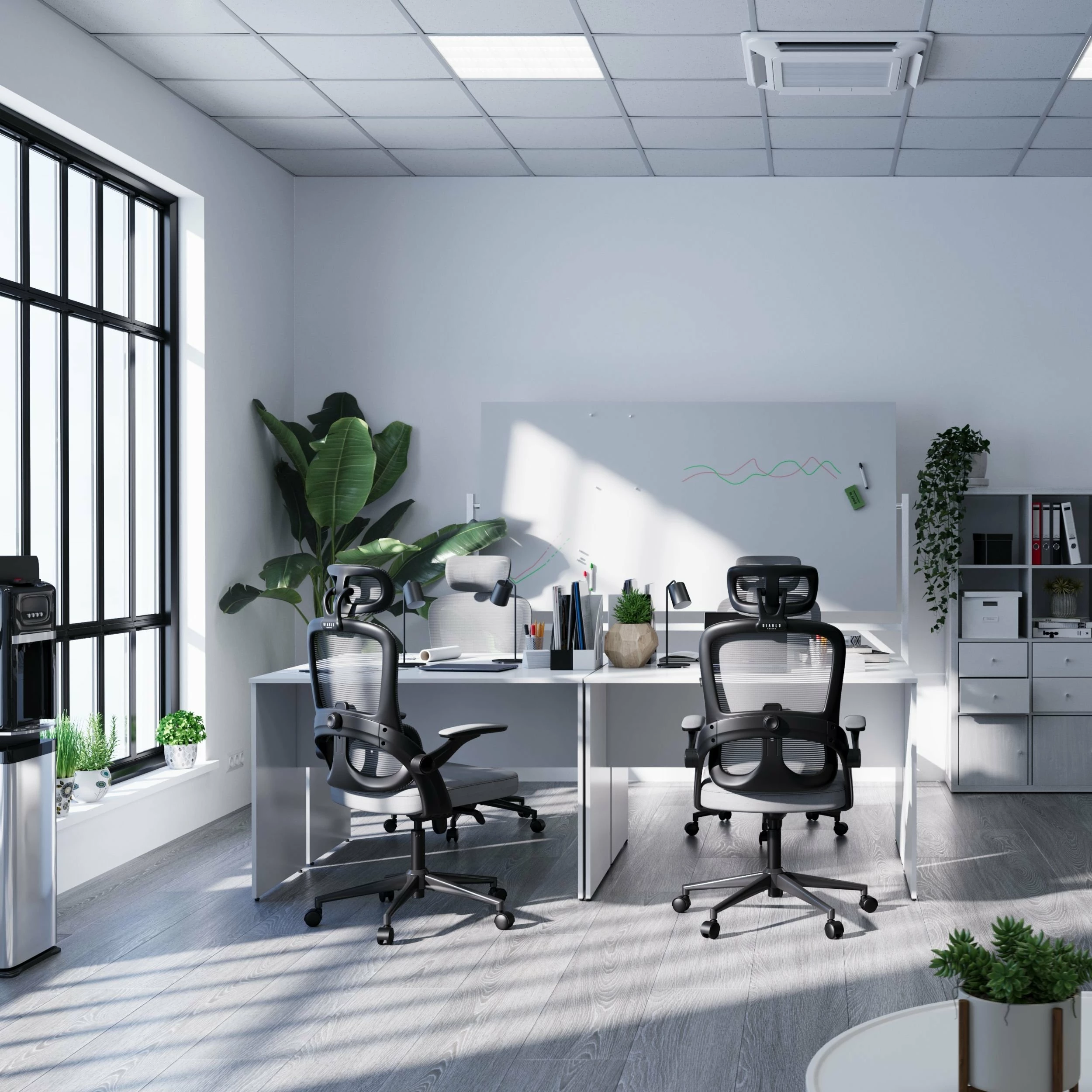 Karrige zyre ergonomike Diablo Chairs V-Light, rrjetë mesh, 3D mbështetëse krahu, gri