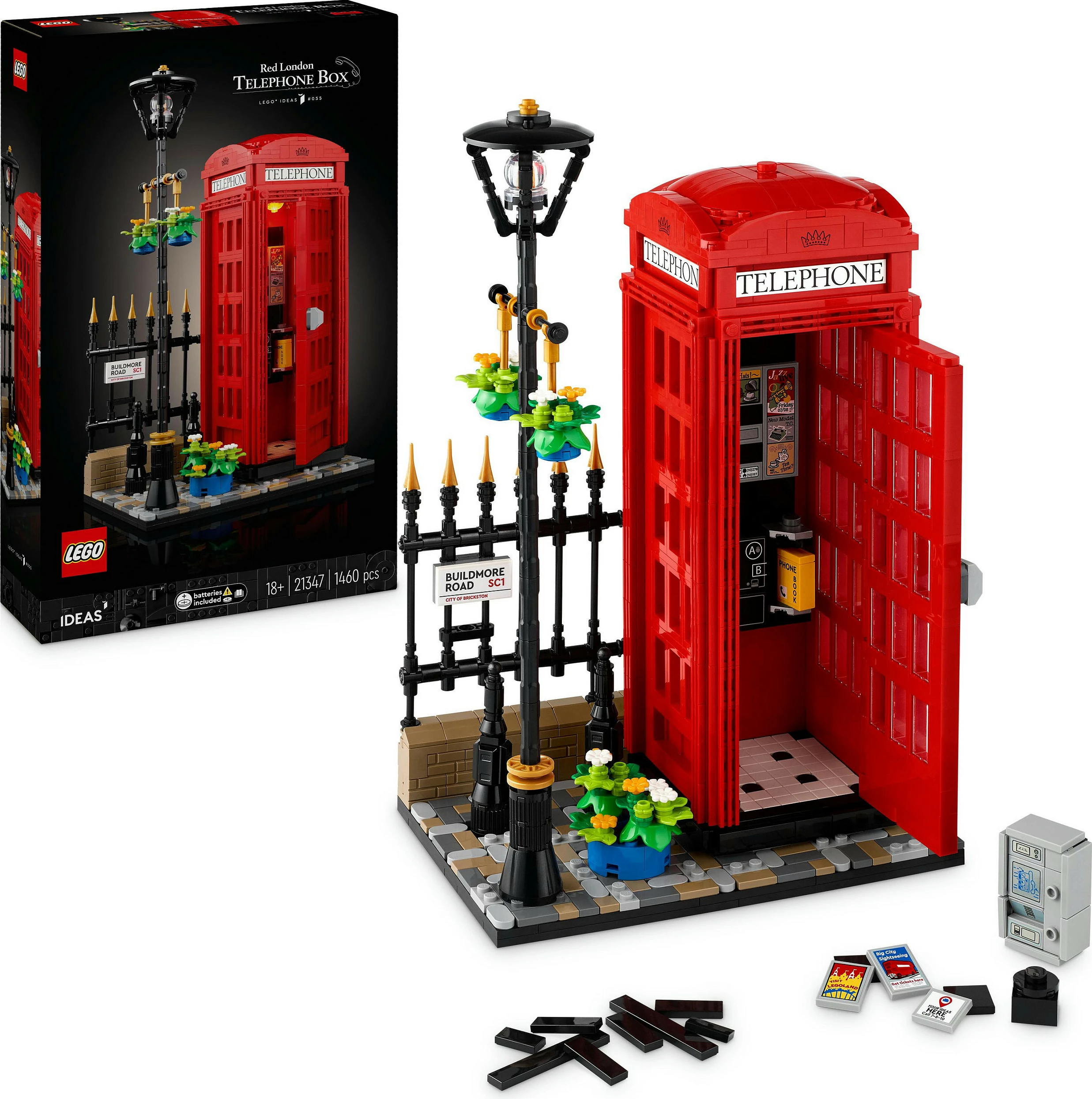 Set ndërtimi LEGO Ideas 21347, Kuti telefonike e kuqe londineze, 1460 pjesë, Multikolor