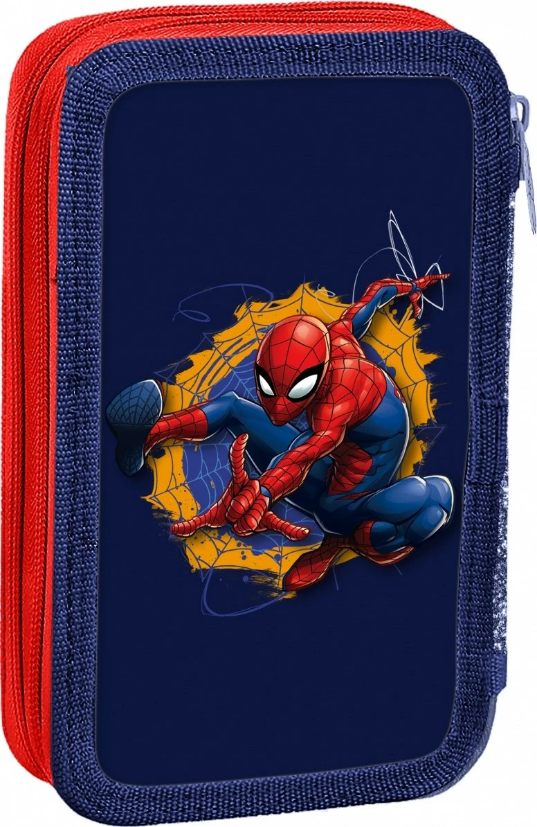 Penal me dy ndarje, Kids Euroswan Spiderman SP50054, me pajisje, 20x15x5 cm, kuqe-blu, set