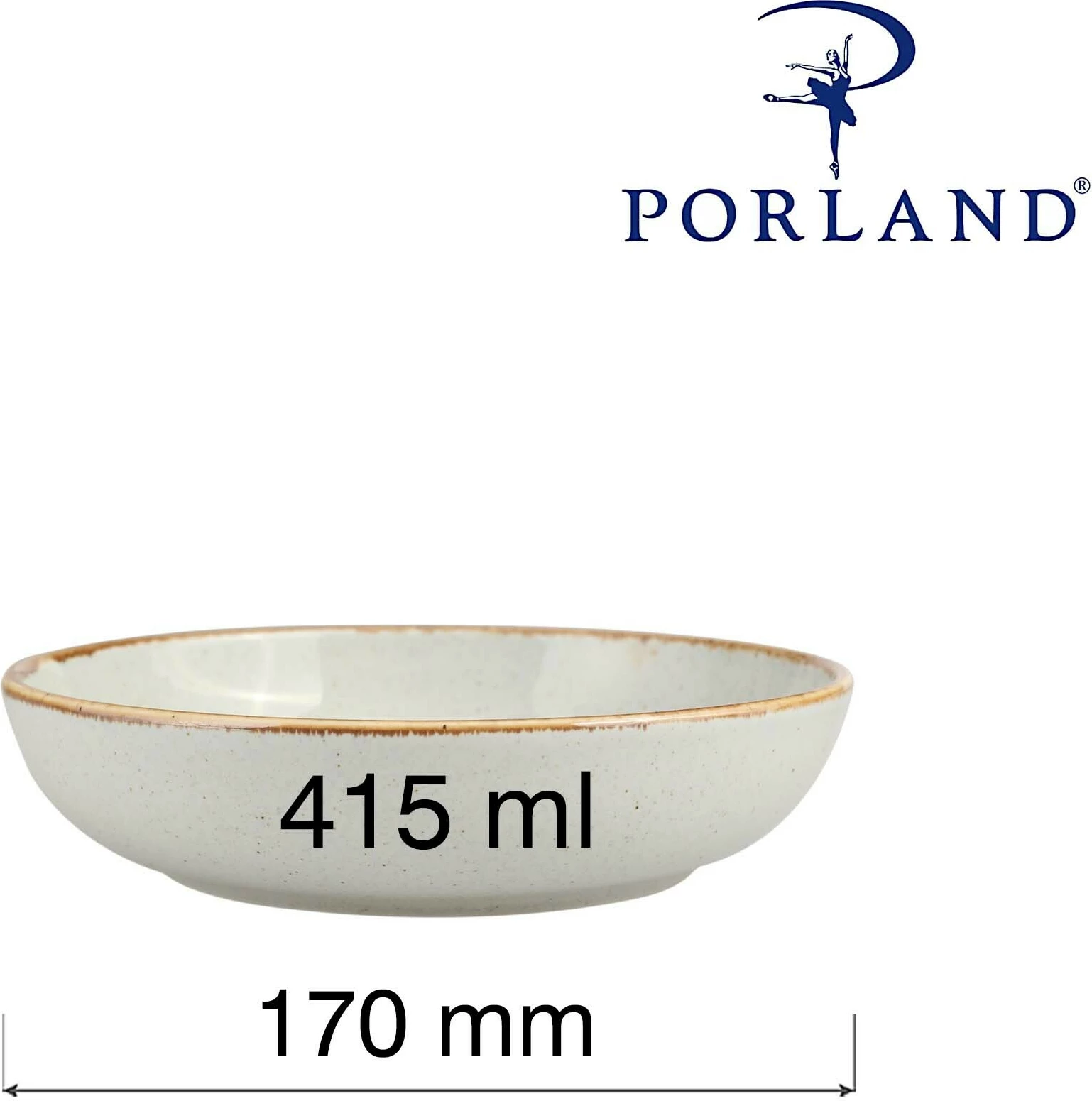 Tas i cekët Porland Seasons Ashen Ø170mm 415ml, gri e çelët, set 6 copë