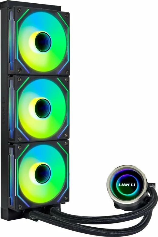 Ftohës me ujë AiO për CPU Lian Li Galahad II Trinity SL-INF 360, 360mm, 3x120mm, ARGB, PWM, i zi