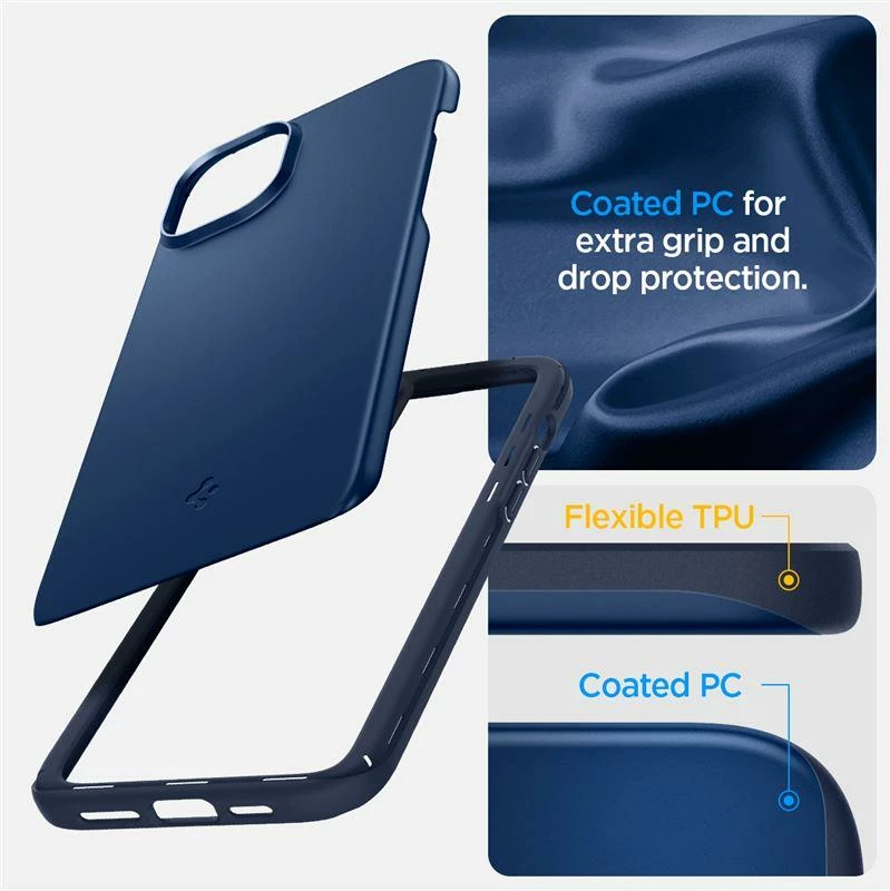 Mbështjellës Spigen Thin Fit për iPhone 15 Plus, Blu