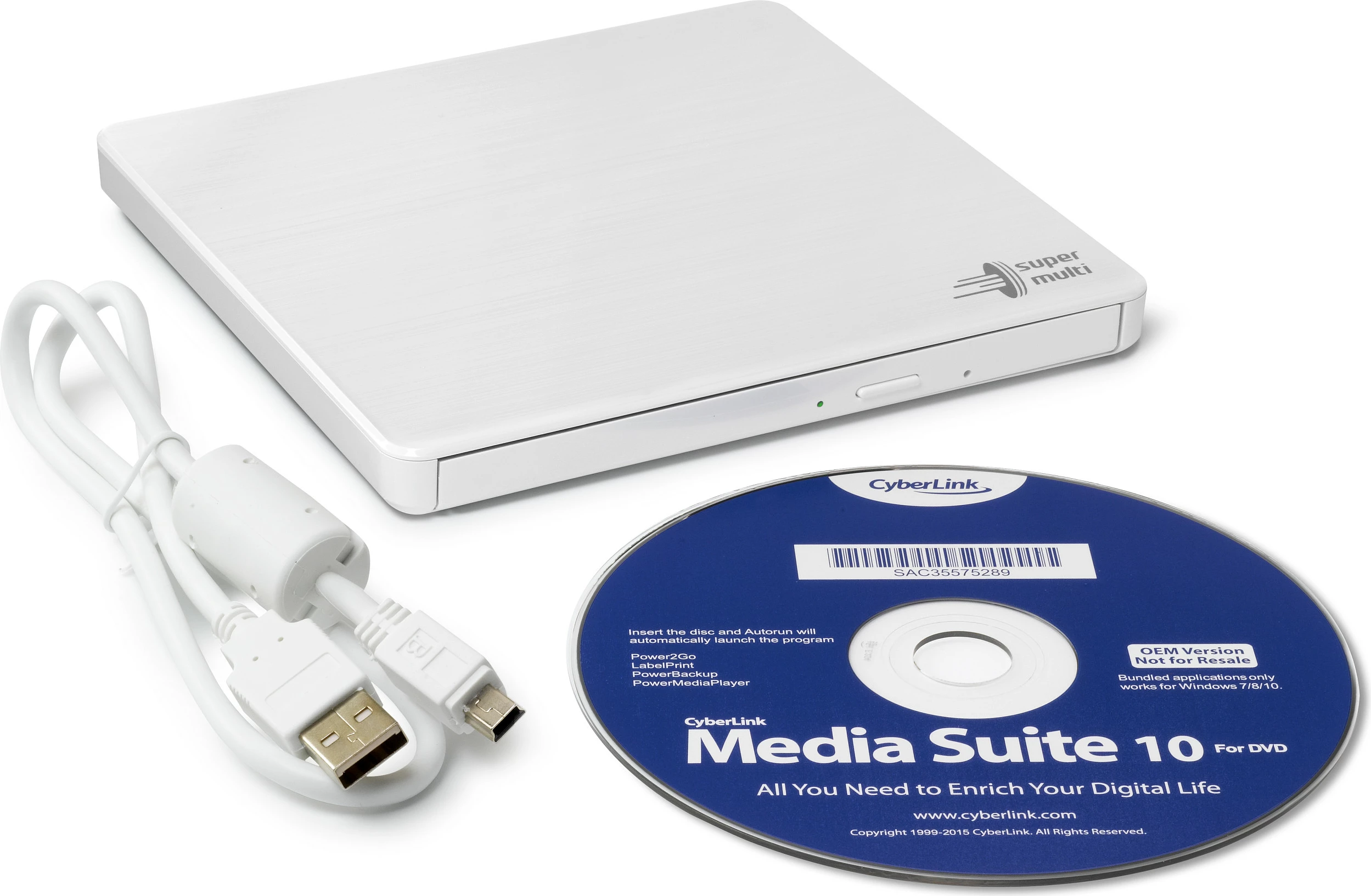 DVD shkrues portativ Hitachi-LG, USB 2.0, i bardhë