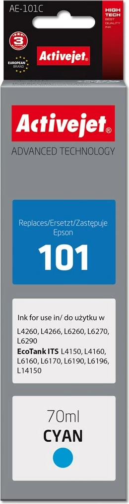 Ngjyrë zëvendësuese Activejet Ink AAE-101C Ink, për printer Epson 101, 70ml, e kaltër 
