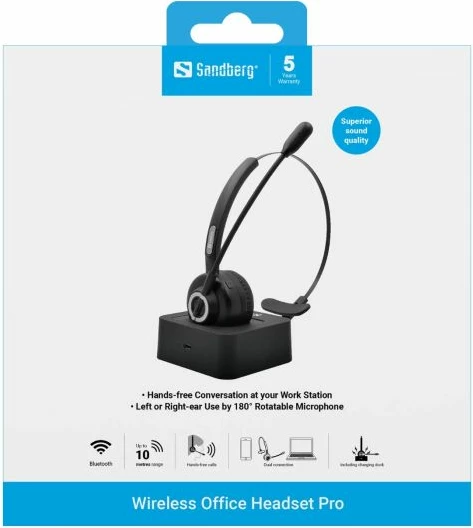 Kufje wireless zyre SANDBERG Wireless Office Headset Pro 126-06 Bluetooth 5.2, zi, set me stacion karikimi
