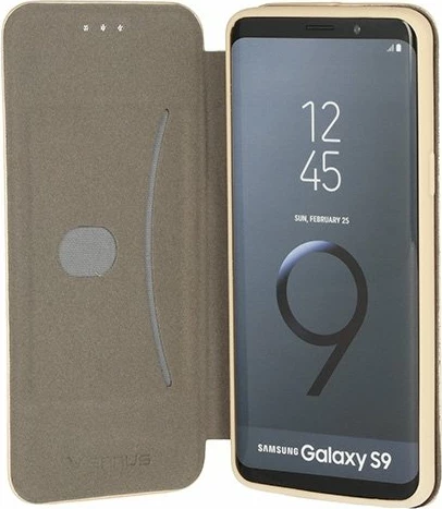 Mbështjellës flip HAVANA Premium për Samsung Galaxy S21 Plus G996, me magnet, me xhep për kartë, Gold