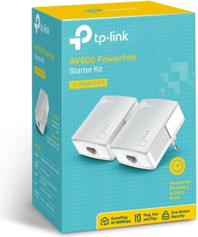 Adapter Powerline TP-LINK TL-PA4010 KIT AV600, 600 Mbps, 1x 10/100 Ethernet, set 2 copë, i bardhë
