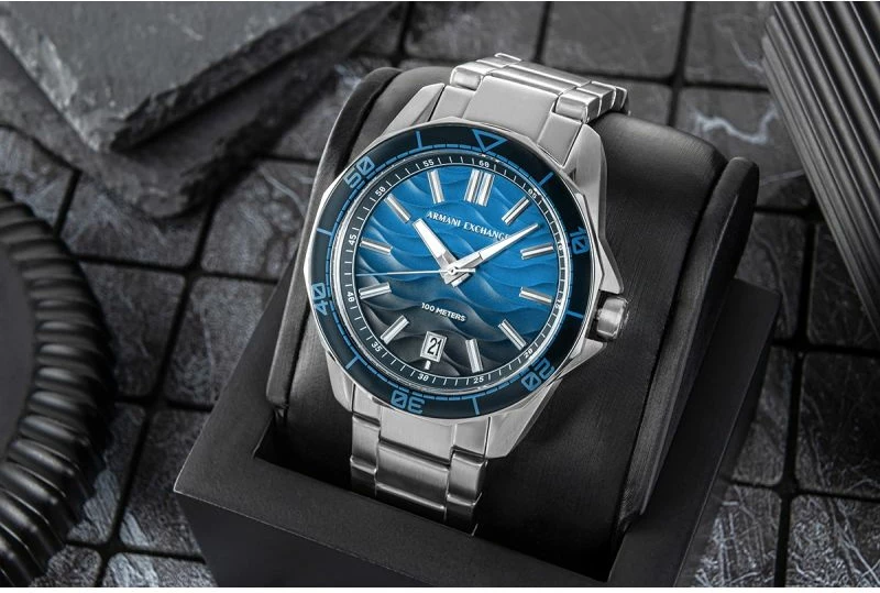 Orë dore për meshkuj Armani Exchange, argjend