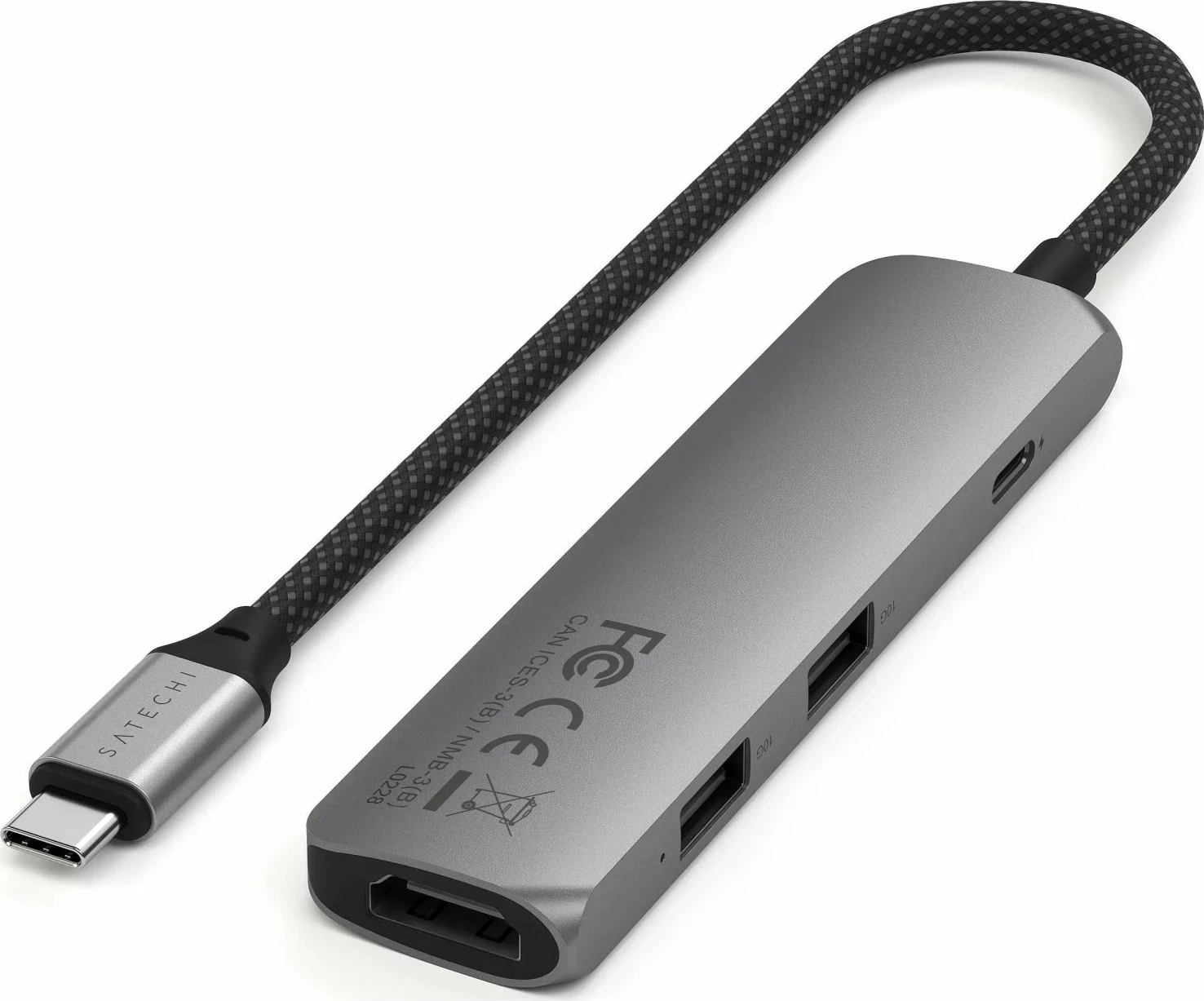 Hub Satechi 4w1 ST-P4S, USB-C, HDMI, USB-A, ngjyrë gri