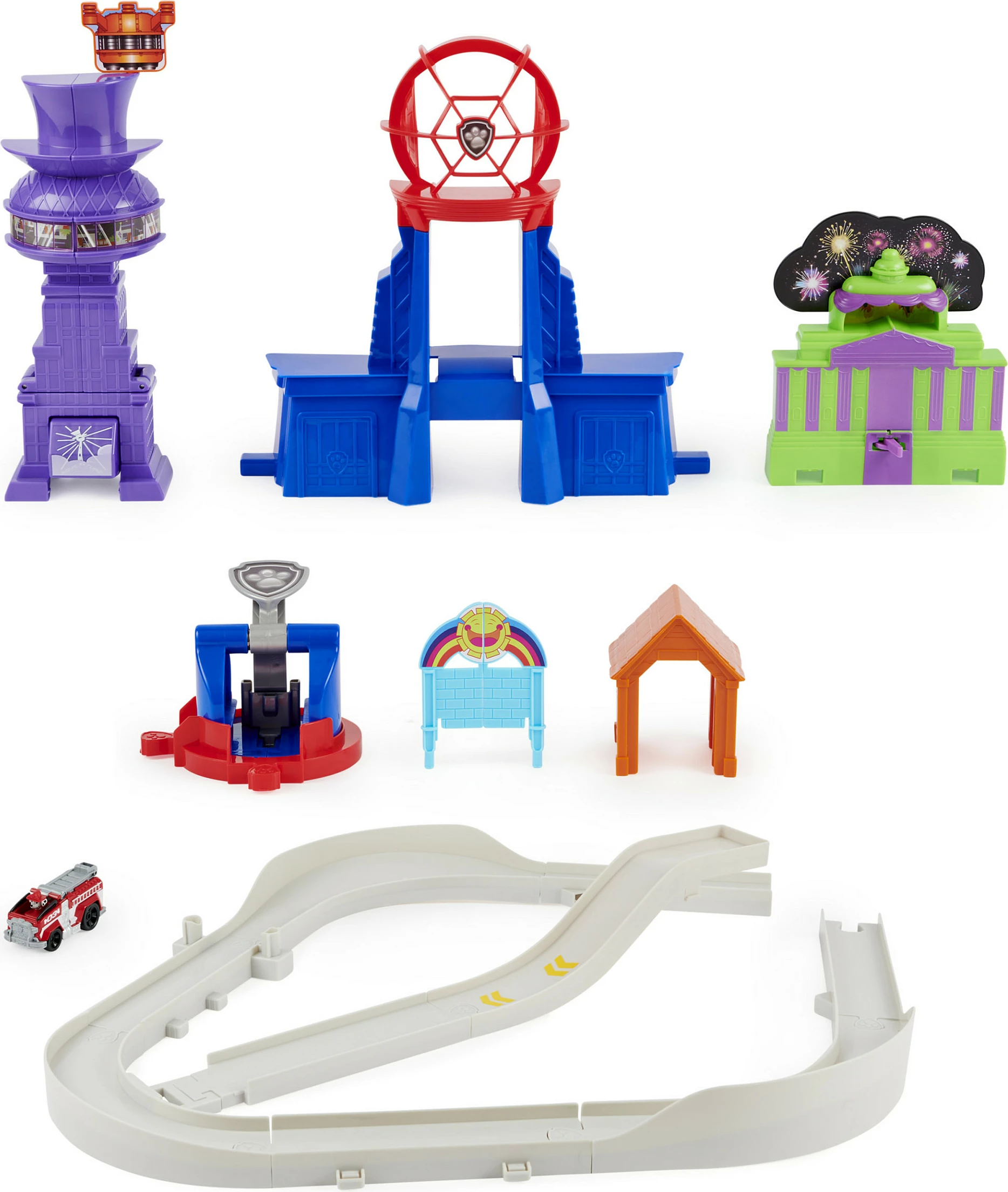 Set pistë me veturë Spin Master PAW Patrol True Metal Total City Rescue, Marshall 1:55, 3+ vjeç, shumëngjyrësh