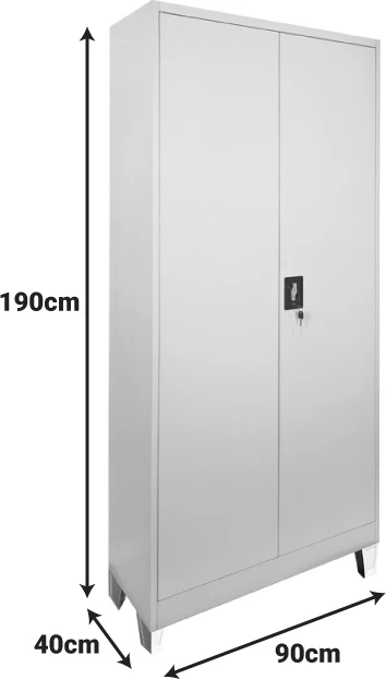 Dollap metalik Ugren, ngjyrë gri e çelët, 90x40x190cm