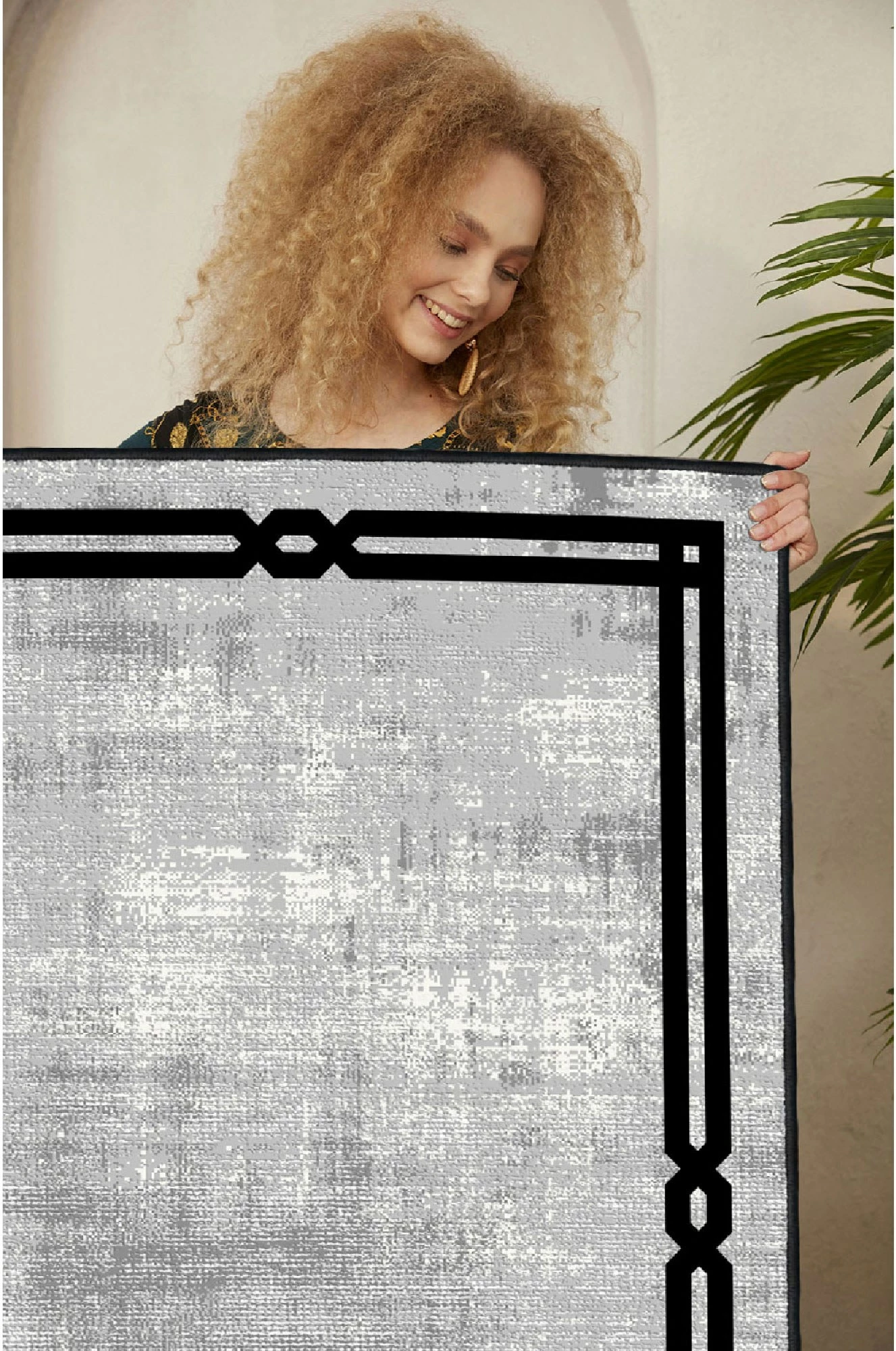 Qilim (80 x 150) Conceptum Hypnose, Eexfab800-Klm, ngjyrë gri dhe e zezë