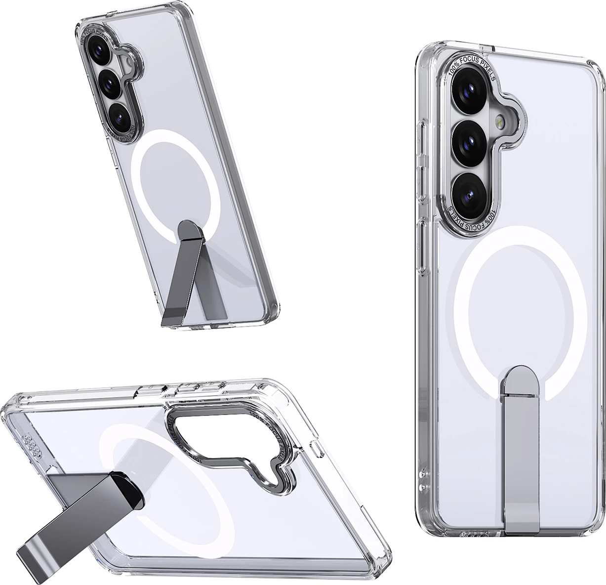 Mbështjellës Hurtel Hybrid Armor X për Samsung Galaxy A57, MagSafe, stand 360°, Transparent