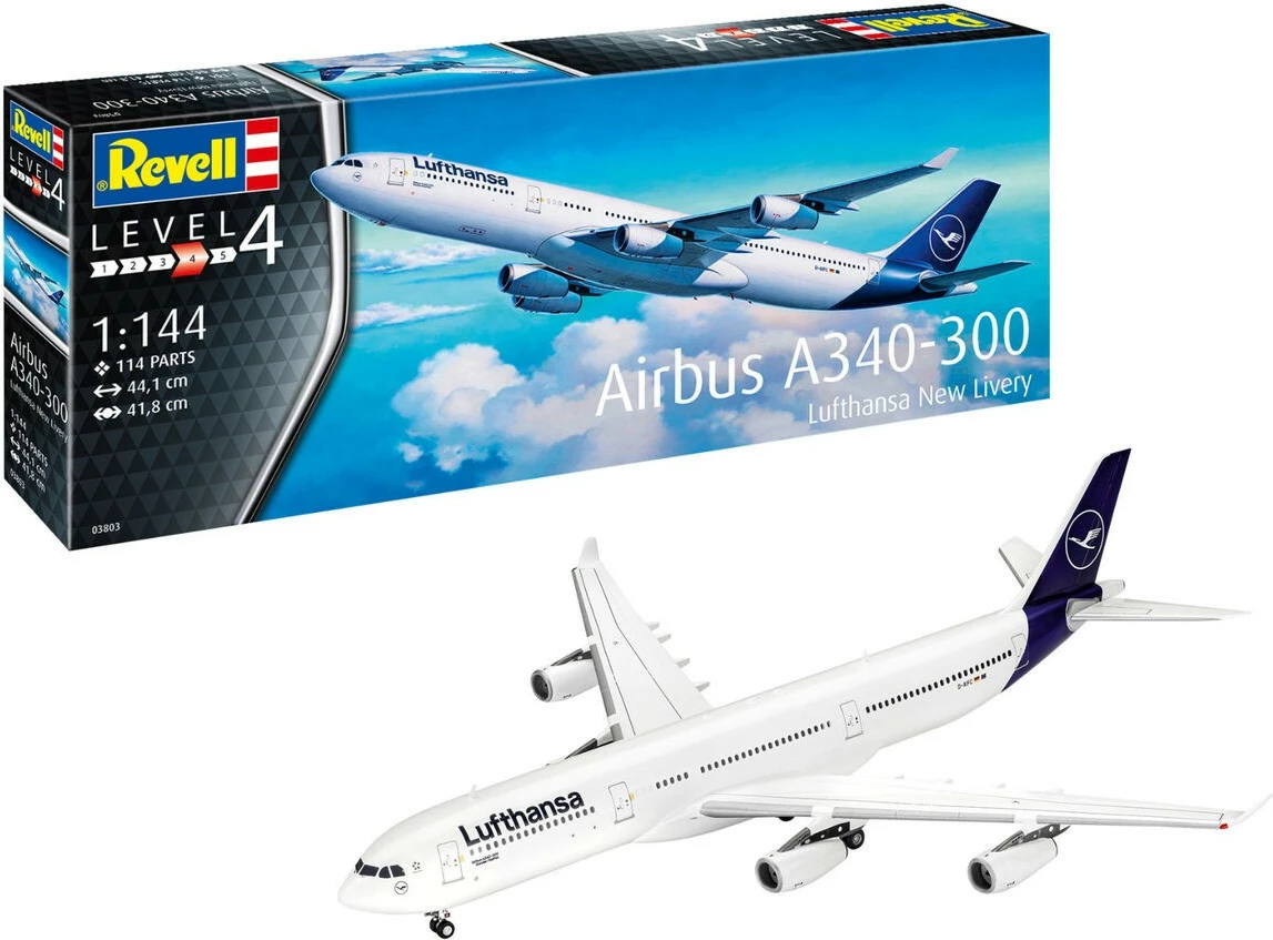 Model plastik aeroplani Revell Airbus A340-300 Lufthansa New Livery 1:144