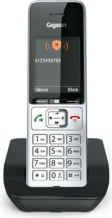Telefon pa tel Gigaset COMFORT 500, DECT, Speakerphone, 200 kontakte, ID thirrësit, Ngjyrë e zezë dhe argjendtë