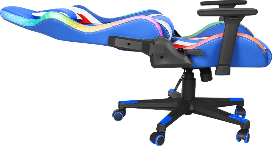 Karrige gaming Marvo CH-128 RGB, lëkurë artificiale, 150 kg, Blu