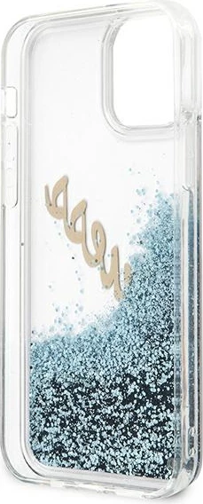 Mbështjellës Guess GUHCP12SGLVSBL për iPhone 12 mini 5.4", Glitter Liquid Vintage, Kaltër