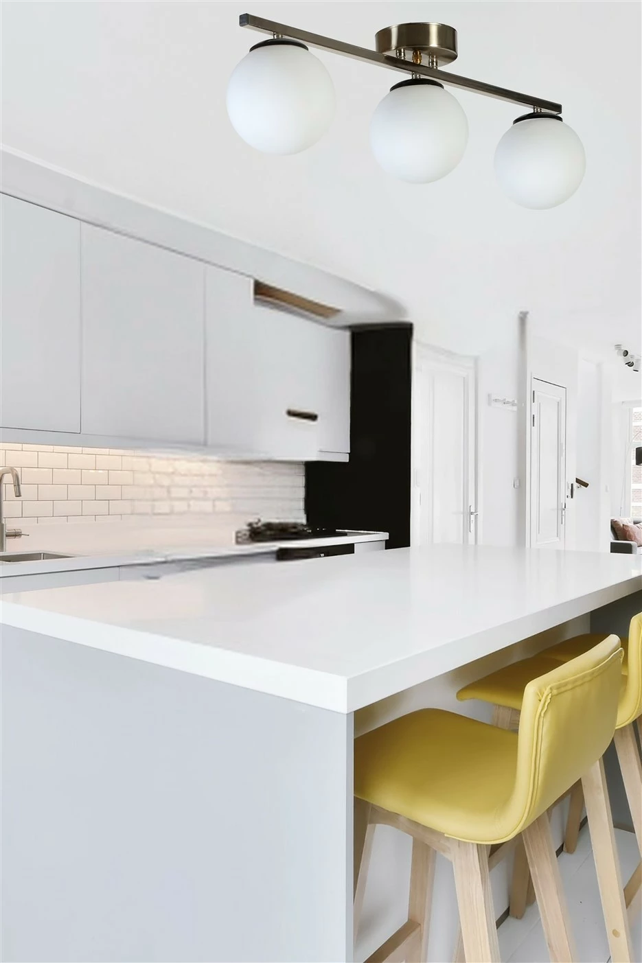 Llambë tavani Opviq, Yeni Can 3 llampa, krom mat, gotë e bardhë