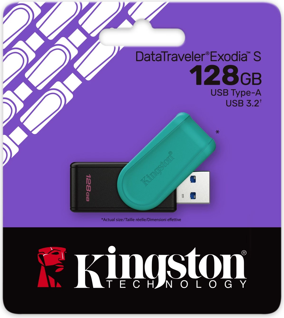 USB Kingston DataTraveler Exodia S 128GB, USB 3.2, zi/turkuaz