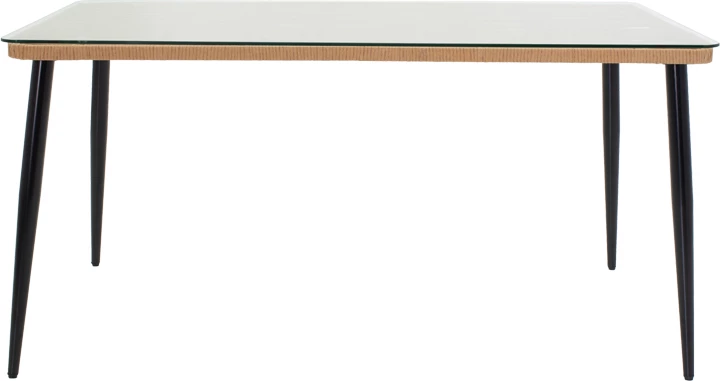 Tavolinë me karrige Naoki X set prej 7 copë rattan pe ngjyrë natyrale dhe metal i zi 160x90x78cm