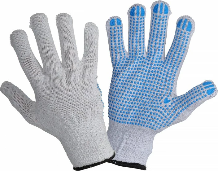 Doreza pune LAHTI PRO L240410W, 10\", pambuk/poliester me pika PVC antirrëshqitëse, blu/bardhë, 12 palë