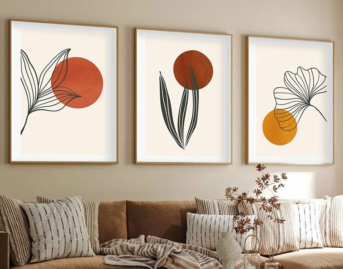 Pikturë dekorative me kornizë, MDF, 3 copë, Wallity, Huhu215, 50x70cm