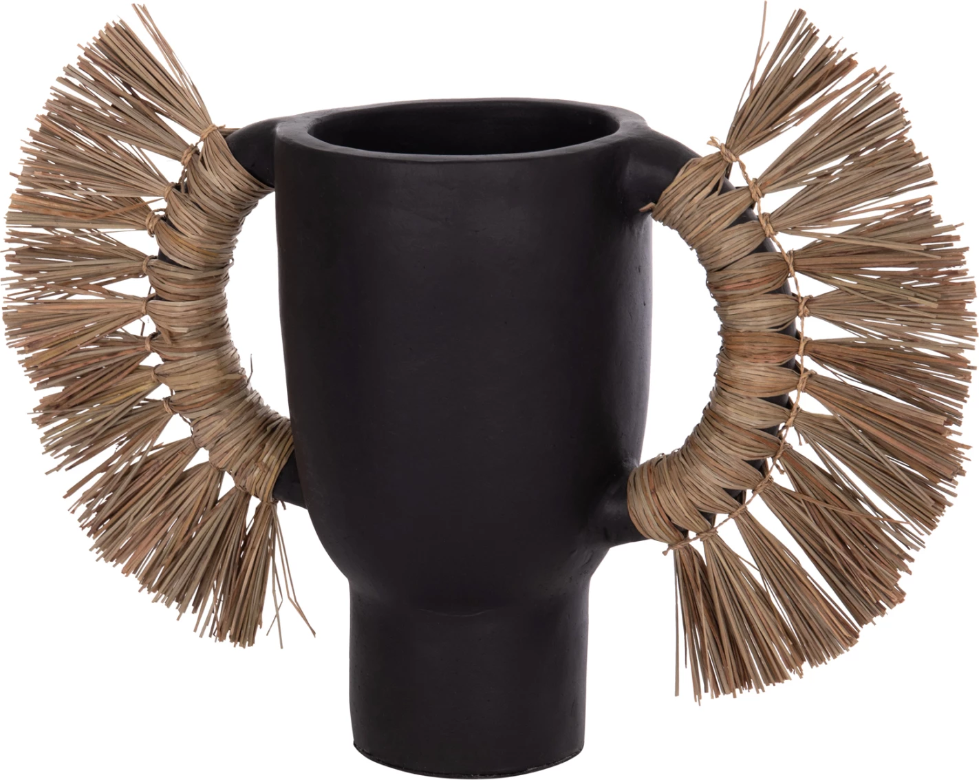 Vazo dekorative tavoline ALICA, terrakotë e zezë, me bar, FH4668.01L, 64x22x38cm