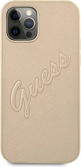 Mbështjellës Guess GUHCP12MRSAVSLG për iPhone 12/12 Pro 6.1", Saffiano Vintage Script, Gold
