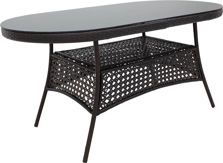 Tavolinë për kopsht Cellin metal-pe rattan, ngjyrë kafe, 160x80x77cm