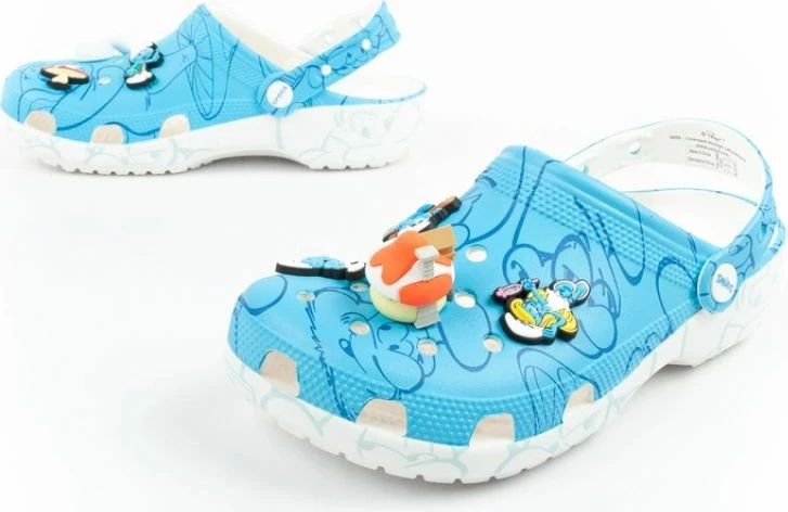 Sandale Crocs për femra dhe fëmijë, të bardha/kaltër