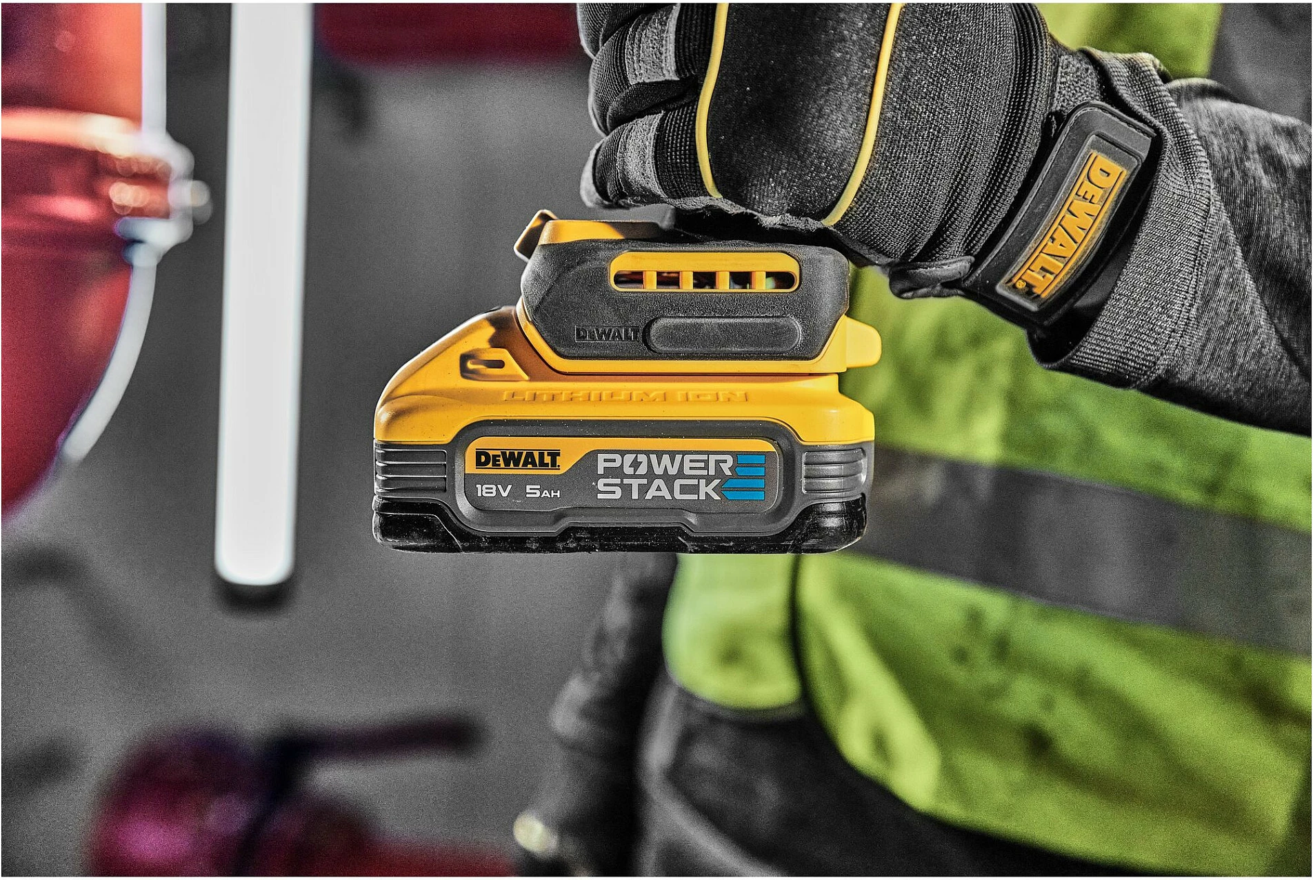 Bateri DeWALT POWERSTACK DCBP518, 18V 5Ah, verdhë/zi
