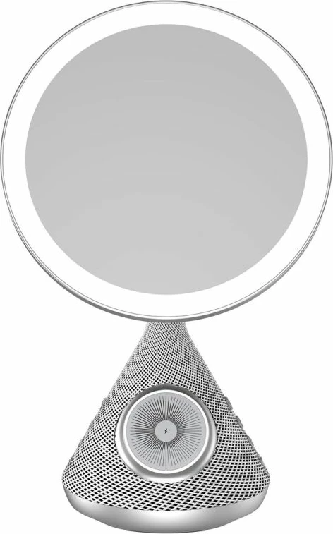 Set tharëse flokësh Havit me pasqyrë kozmetike dhe karikim wireless, e bardhë/argjendtë