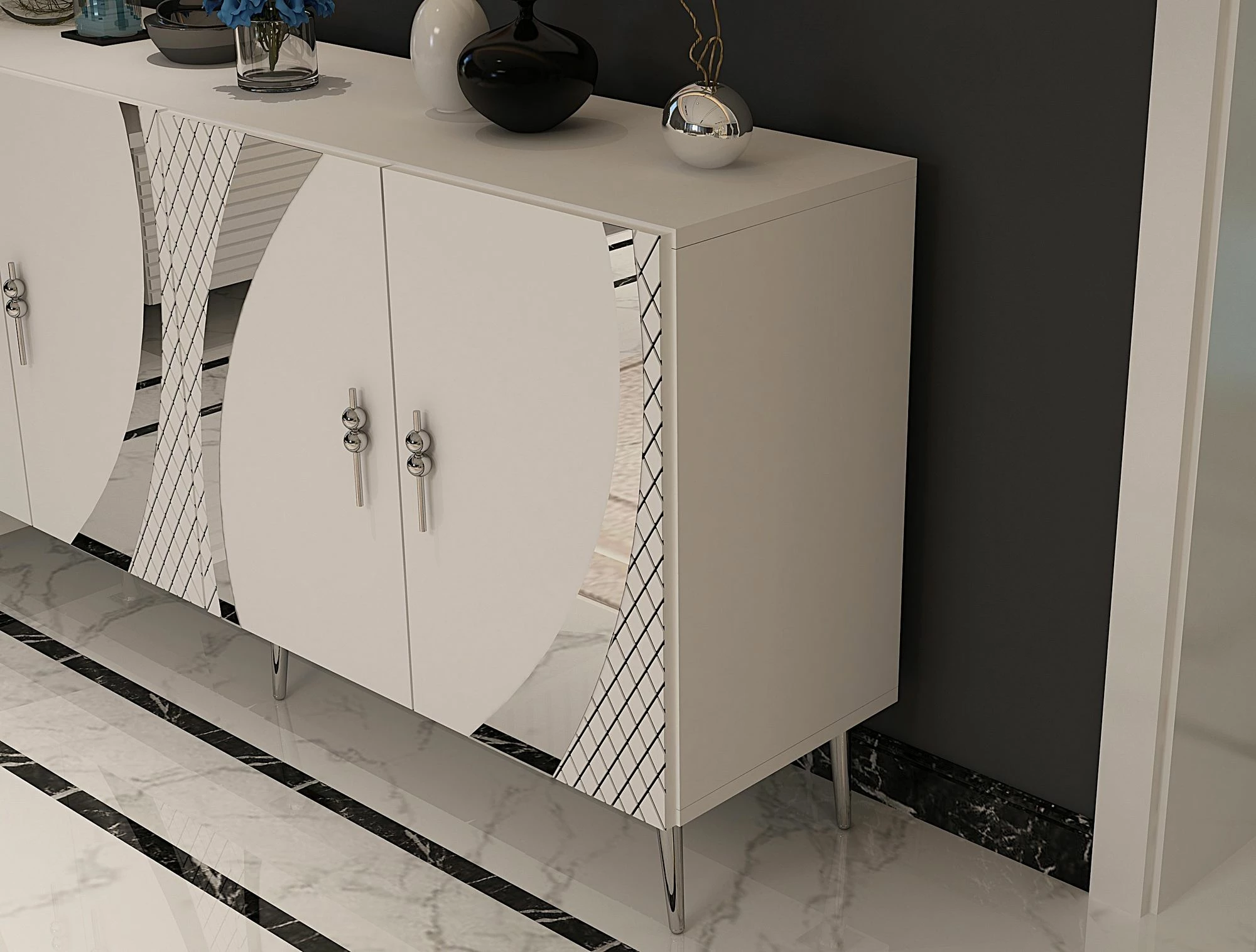 Konsol Skye Decor, Hook KB150, e bardhë, argjend