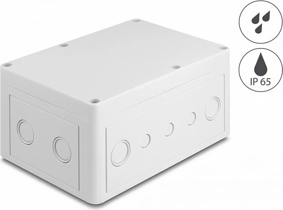 Kuti instalimi DeLOCK 180x125x90mm, IP65, ABS, montim në mur, për jashtë, gri