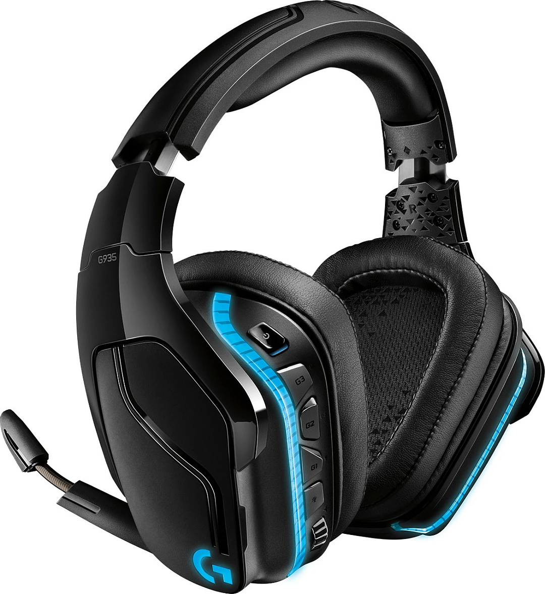Kufje gaming Logitech G935 pa tela, 7.1 Surround Sound, e zezë, blu