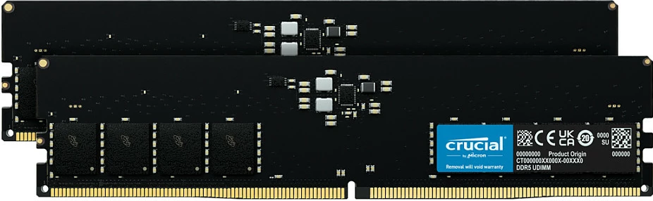 RAM Memorje Crucial CT2K16G48C40U5, 32 GB, 2 x 16 GB, DDR5, 4800 MHz, 288-pin DIMM