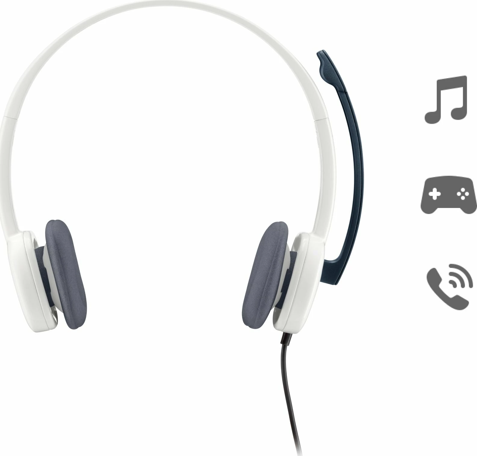 Kufje Logitech H150 (981-000350), me mikrofon, 3.5 mm, kabllo 1.8 m, të bardha