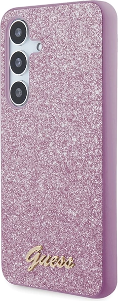 Mbështjellës Guess Glitter Script për Samsung Galaxy S24+, vjollcë