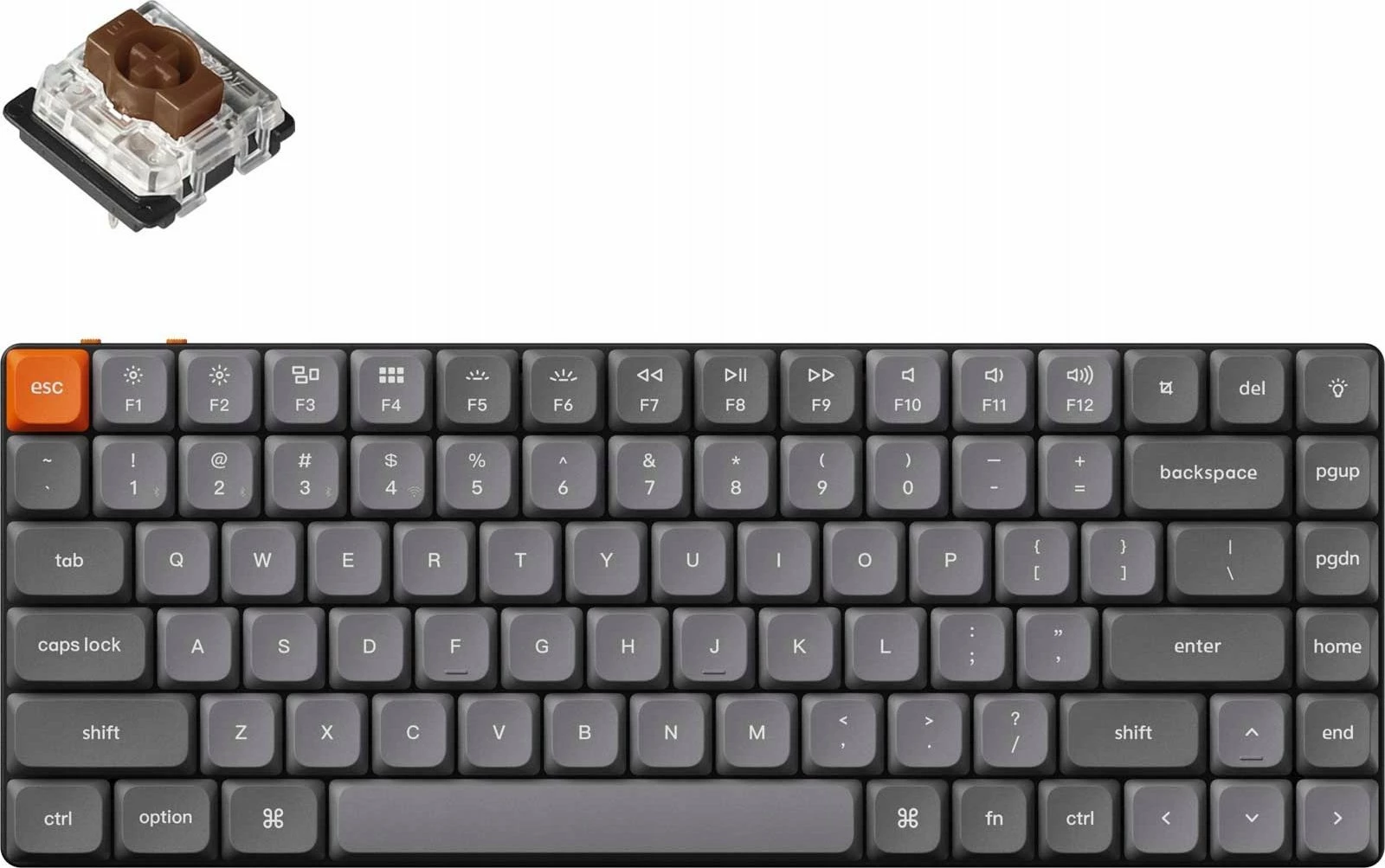 Tastierë mekanike Keychron K3 Max K3M-H3, Hot-swap, Gateron Low Profile Brown, 75%, tri-mode (USB-C/2.4GHz/Bluetooth 5.1), gri